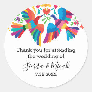 Vibrant Colorful Mexican Inspired Birds Classic Round Sticker