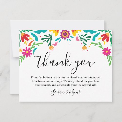 Vibrant Colorful Mexican Inspired Floral Thank You Card