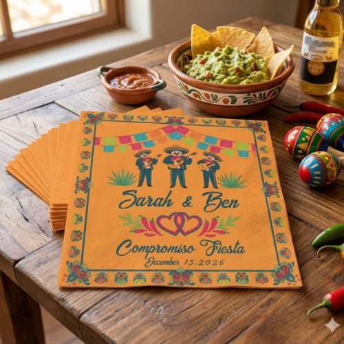 Vibrant Colorful Mexican Mariachi Band Fiesta Napkins