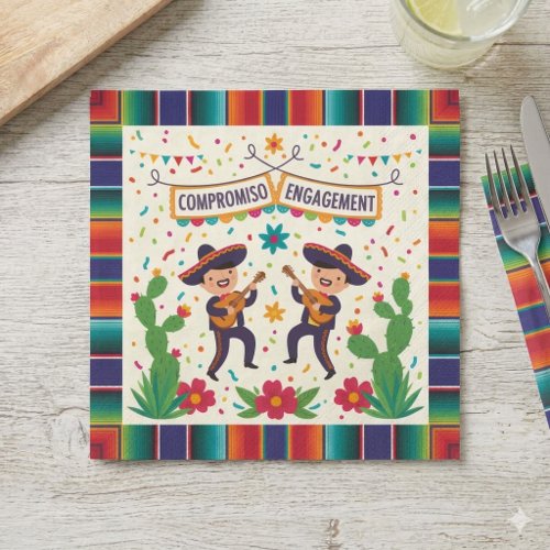 Vibrant Colorful Mexican Mariachi Band Fiesta Napkins
