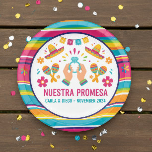 Vibrant Colorful Mexican Mariachi Band Fiesta Paper Plates