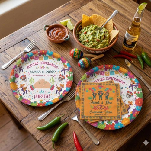 Vibrant Colorful Mexican Mariachi Band Fiesta Paper Plates