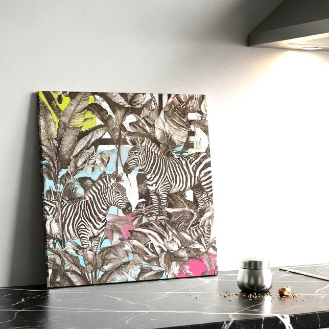 Vibrant Colorful Mixed Zebra Jungle Pattern Ceramic Tile (Creator Uploaded)