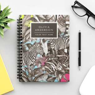 Vibrant Colorful Mixed Zebra Jungle Pattern Notebook