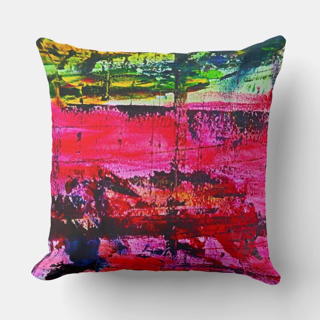 Vibrant Colorful Modern contemporary abstract art Throw Pillow (Front)