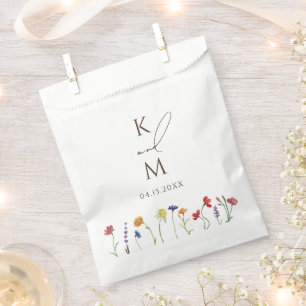 Vibrant Colorful Monogram Wildflower Bloom Wedding Favor Bag