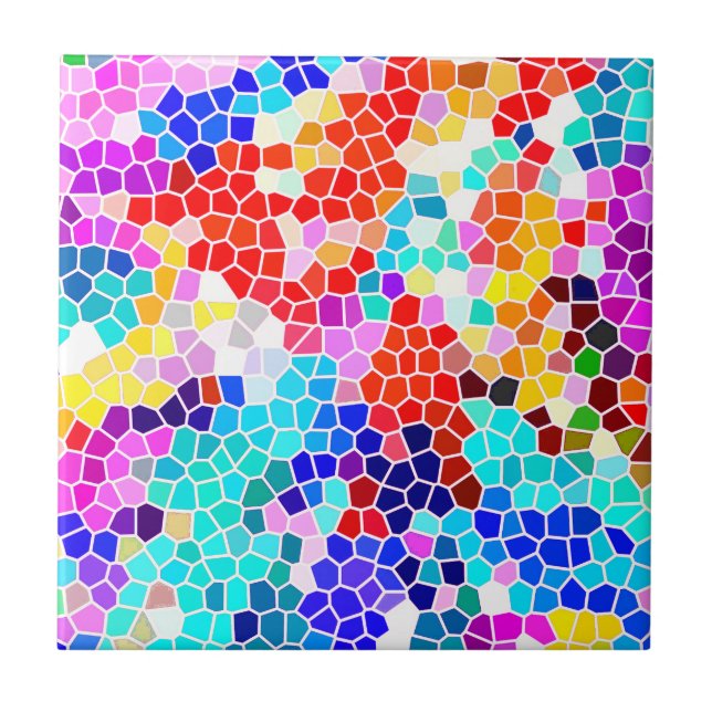 Vibrant Colorful Mosaic Pattern Ceramic Tile (Front)