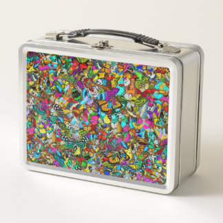 Vibrant Colorful Mosaic Pattern Style Metal Lunch Box