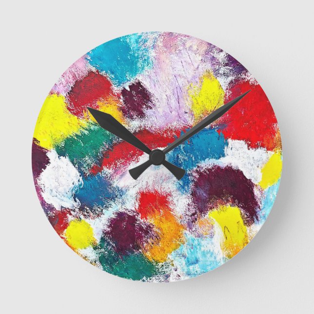 Vibrant Colorful Multicolor Ties Round Clock (Front)