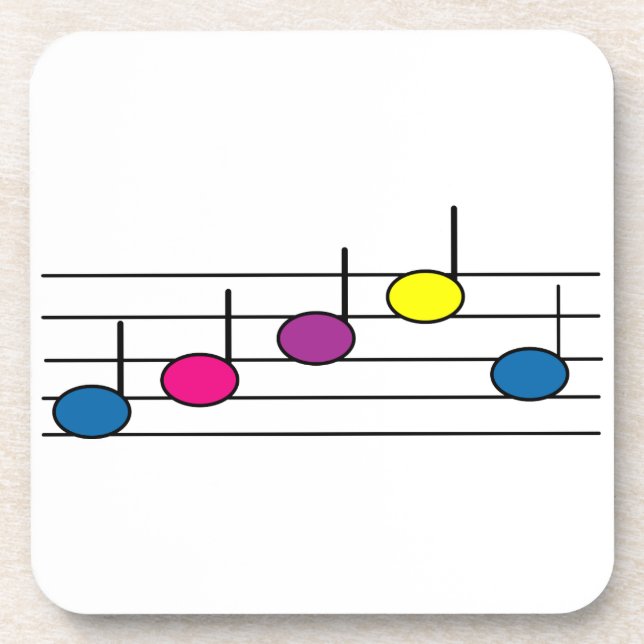 Vibrant Colorful Music Notes Drink Coaster (Front)