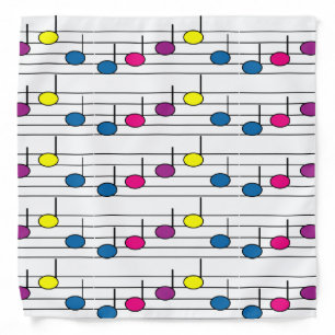 Vibrant Colorful Music Notes Graphic Minimalist Bandana