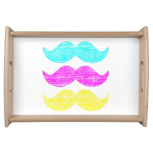 Vibrant Colorful Mustache Pattern Tray