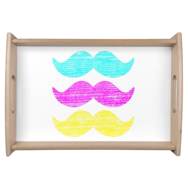 Vibrant Colorful Mustache Pattern Tray (Front)