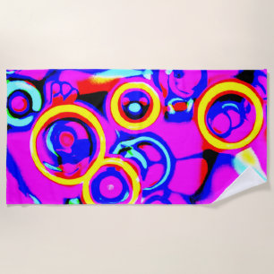 Vibrant Colorful Neon Pattern Beach Towel