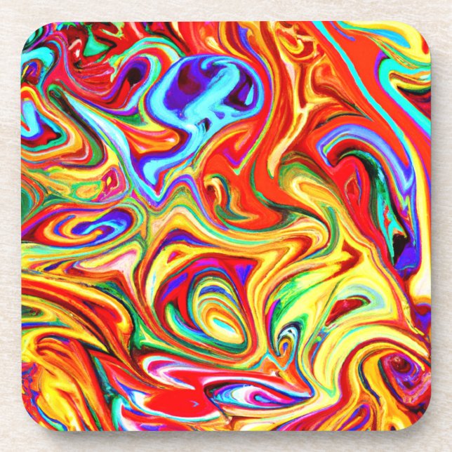 Vibrant Colorful Pattern Artwork Beverage Coaster (Front)