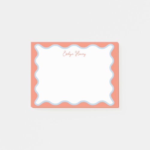 Vibrant Colorful Pink Blue Wavy Zigzag Border Post_it Notes