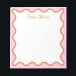 Vibrant Colorful Pink Orange Wavy Zigzag Border Notepad<br><div class="desc">Perfect gift for anyone who loves colourful and bright notepads,  featuring pink and orange wavy border.
For more advanced customisation of this design,  e.g. changing layout,  font or text size please click the "CUSTOMIZE" button above. Please contact me for any questions!</div>