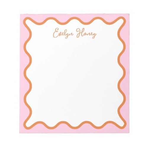 Vibrant Colorful Pink Orange Wavy Zigzag Border Notepad