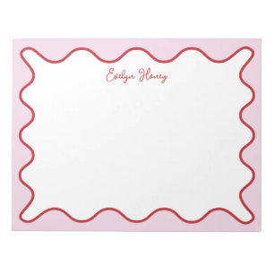 Vibrant Colorful Pink Red Wavy Zigzag Border Notepad
