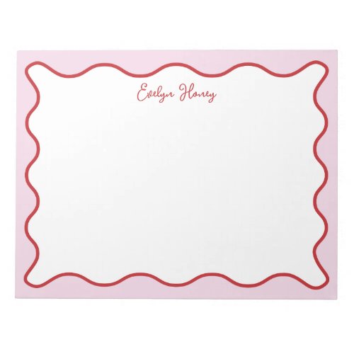 Vibrant Colorful Pink Red Wavy Zigzag Border Notepad