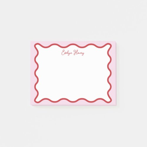 Vibrant Colorful Pink Red Wavy Zigzag Border Post_it Notes
