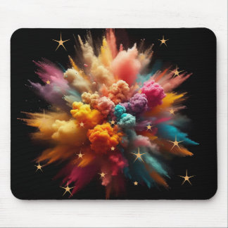 Vibrant Colorful Powder Explosion and Stars Magic Mouse Pad
