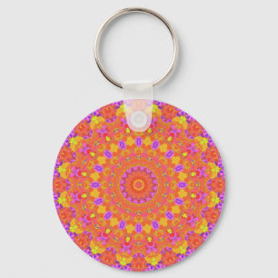 Vibrant Colorful Psychedelic Abstract Kaleidoscope Keychain