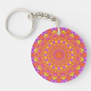 Vibrant Colorful Psychedelic Abstract Kaleidoscope Keychain