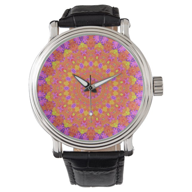 Vibrant Colorful Psychedelic Abstract Kaleidoscope Watch (Front)