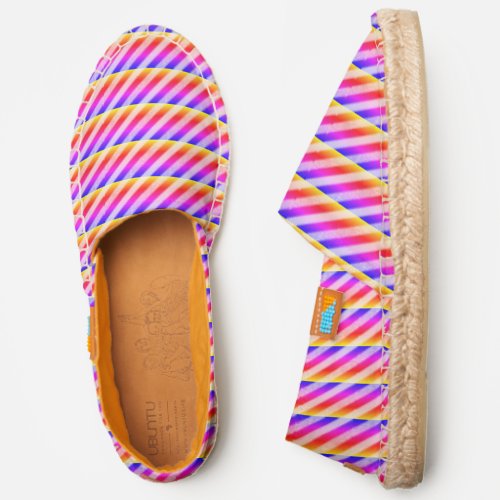 Vibrant Colorful Psychedelic Pink Striped Pattern Espadrilles