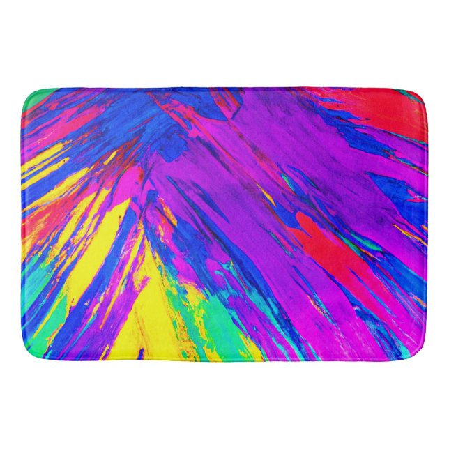 Vibrant Colorful Rainbow Pattern Design Bath Mat (Front)