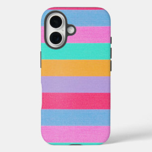 Vibrant Colorful Retro Stripes iPhone 16 Case
