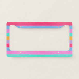 Vibrant Colorful Retro Stripes License Plate Frame