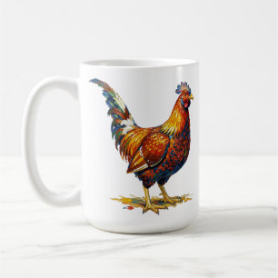 Vibrant Colorful Rooster Illustration Artwork Coffee Mug