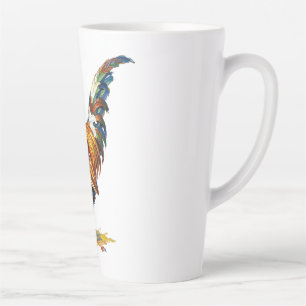 Vibrant Colorful Rooster Illustration Artwork Latte Mug