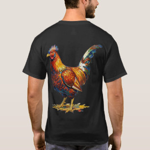 Vibrant Colorful Rooster Illustration Artwork T-Shirt