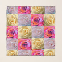 Vibrant Colorful Rose Photo Grid Chiffon Scarf