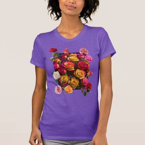 Vibrant colorful roses T_Shirt