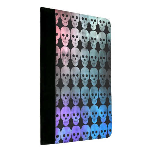Vibrant colorful skull pattern padfolio (Angled)