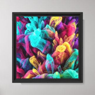 Vibrant colorful smoke swirling against black back canvas print