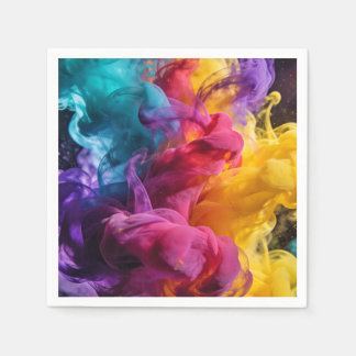 Vibrant colorful smoke swirling in dynamic abstrac napkins