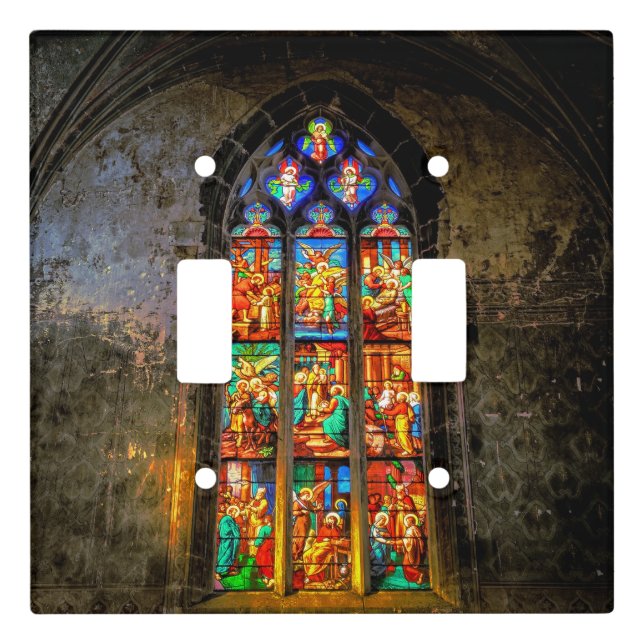 Vibrant Colorful Stained Glass Window Light Switch Cover (Front)