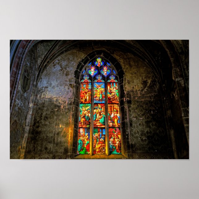 Vibrant Colorful Stained Glass Window Poster (Front)