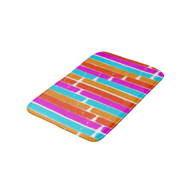 Vibrant Colorful Stripes Design - Bath Mat (Angled)