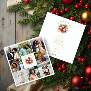 Vibrant Colorful Stylish Collage 8 Photos Family Holiday Card