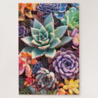 Vibrant Colorful Succulent Garden Large Puzzle