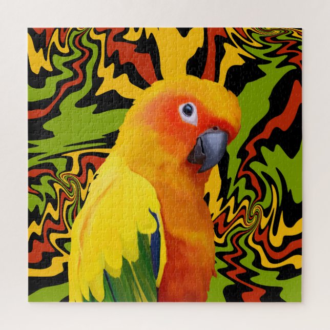 Vibrant Colorful Sun Conure Parrot Jigsaw Puzzle (Vertical)