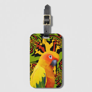 Vibrant Colorful Sun Conure Parrot Luggage Tag