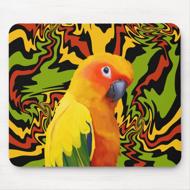 Vibrant Colorful Sun Conure Parrot Mouse Pad (Front)