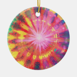 Vibrant Colorful Tie-Dye #1 Ceramic Ornament